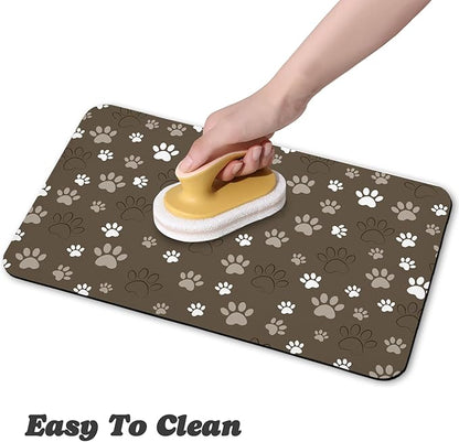 Dog Food Mat, Absorbent Water Bowl Mats Cat Pet Feeding Placemats Brown 12 * 20 inch