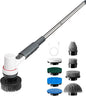 AQQA 8-in-1 Electric Aquarium Cleaning Kit IPX9 Waterproof Cordless Rechargeable Glass Scrubber Handheld Fish Tank Cleaner Powerful Algae Scraper & Cleaning Brush Set (Grey)