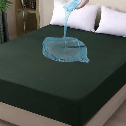 King Mattress Protector Waterproof, Fitted Sheet Style Breathable Mattress Cover with Deep Pocket Fits Up to 18'', Noiseless Bed Cover for Kids Adults Pets, Machine Washable (Green, 76'' X 80'')
