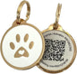 Pet Dwelling QR Pet Tag – Easy Scan Instant Location Alerts, Online Pet Profile with AI Feature for Dogs & Cats (Lux Gold White Paw)