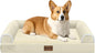 Medium Large Dog Bed Orthopedic Washable: Beds Bolster Medium Large Sized Dog Bed Egg Crate Foam Couch Sofa Waterproof with Removable Cover - Beige
