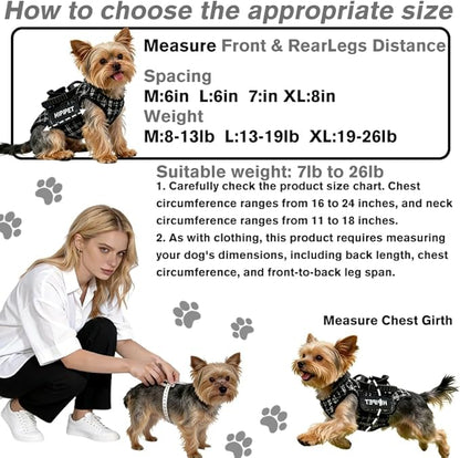 Dog Lift Harness Dog Carrier Adjustable Breathable Vest Straps for Small Medium Pet Treat Bag Fashion Outdoor Hiking (Black XL 19-25lb)