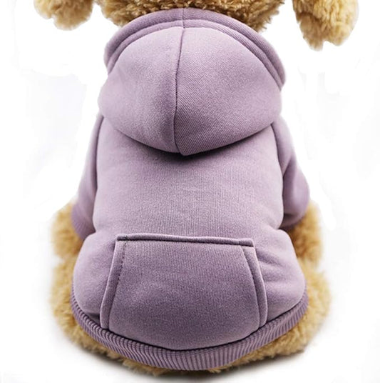 Jecikelon Winter Dog Hoodie Sweatshirts with Pockets Warm Dog Clothes for Small Dogs Chihuahua Coat Clothing Puppy Cat Custume (Purple, Large)