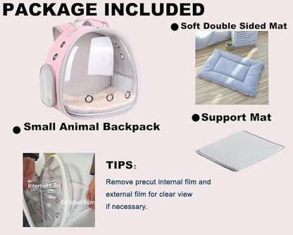 Portable Small Animal Backpack Travel Breathable Pet Carrier Bag Cages for Guinea Pig, Rabbit, Bearded Dragon, Squirrel, Tortoise, Bird, Lizard, Sugar Glider