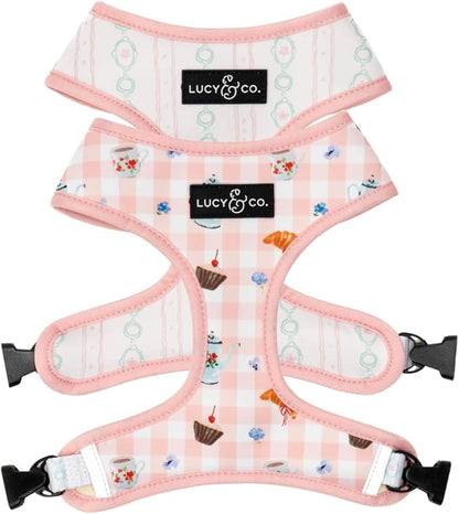Lucy & Co. Sipping Slowly Reversible Dog Harness, Adjustable Comfort Fit with Dual Leash Attachments, Medium
