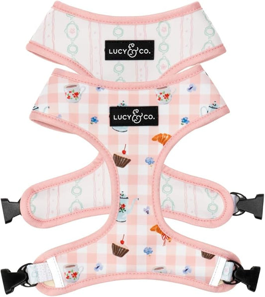 Lucy & Co. Sipping Slowly Reversible Dog Harness, Adjustable Comfort Fit with Dual Leash Attachments, Medium