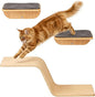Cat Wall Shelves for Cat Wall Steps, Perch, Ladder, Wooden Floating Modern Mounted Space Saving Furniture with Scratching Cushion Removal Cover for Climbing, Jumping and Sleeping (Steps & Slide)