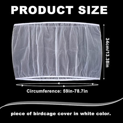 Bird Cage Seed Catcher Skirt, Bird Cage Mesh Net Cover, Parakeet Cage Skirt, Birdcage Cover Seed Catcher for Round Square Cages (White, XL)