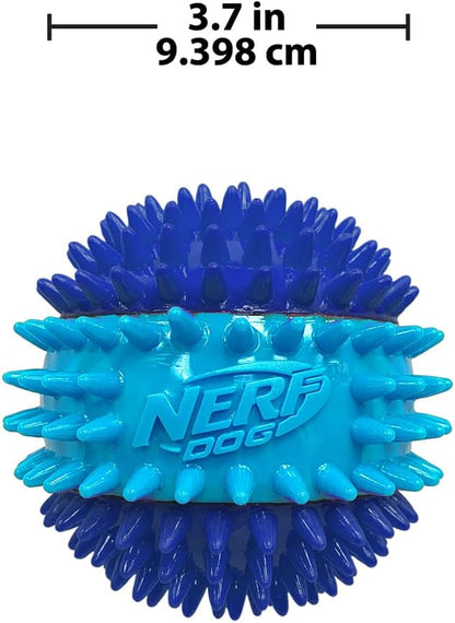 Nerf Dog 3.7in TPR 3-Part Spike Squeak Ball Dog Toy - Dark Blue/Light Blue