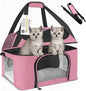 Cat Carrier Backpack Pet Carrier for Cats & Small Dogs Under 20 lbs TSA Airline Approved Soft Sided Collapsible Travel Carrier with Ventilation Windows, Pink