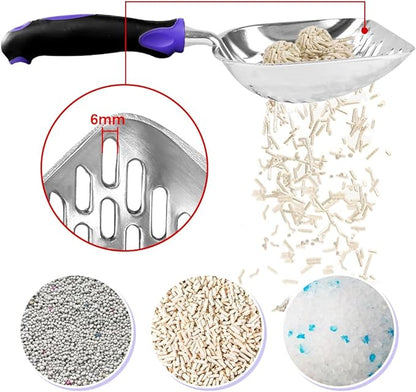 Cat Litter Scoop -Metal Cat Litter Scoop-Upgrade Sturdy Mesh Scooper - Mesh Shovel-Easy to Clean - Suitable for Cat Litter Box -Purple-More