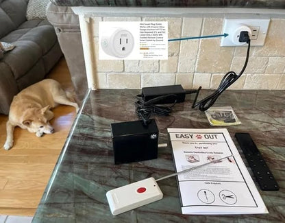 Easy Out Automated Pet Crate Opener for Single or Double Latch Crates, Activated by Remote Control or Wi-Fi Smart Plug, Model EOD2