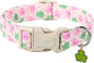 St Patricks Day Dog Collar for Giant Large Dogs - Cute Light Pink Shamrock Girl Dog Collars, Adjustable Irish Clover Puppy Collar with Quick Release Buckle XL