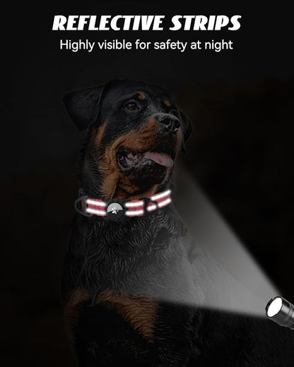 Joytale Airtag Dog Collar, Reflective Pet Collar with Waterproof AirTag Holder, Dual D-Rings, Soft Padded Adjustable for Extra Large Dogs, Neon Pink, XL