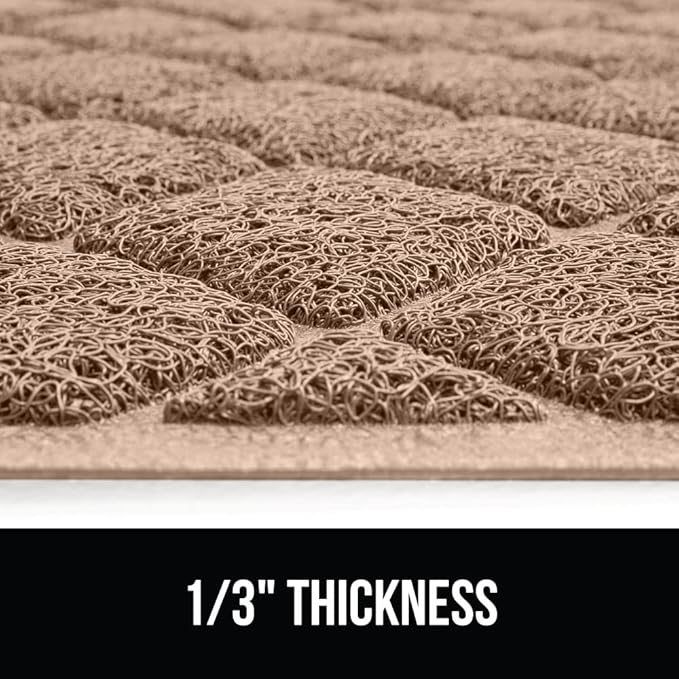 GORILLA GRIP Cat Litter Box Mat, Water Resistant, US Designed Kitty Litter Trapping Mats, Easy to Clean, Scatter Control, Less Mess and Clean Floors, Kitten Supplies for Indoor Cats, 17x11 Beige