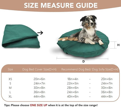 Dog Bed Cover Waterproof Replacement Machine Washable Covers for 30x30 Inch Dog Bed Heavy Duty Scratch Resistant Mattress Protector Pet Bed Round Dark Green Cover Only