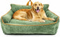 Large Orthopedic Dog Sofa Bed with Sides, Carry Handle & Side Pockets .Plush Chenille Orthopedic Pet Bed Couch for Large Dogs.Portable Snuggler for Indoor Use, Travel & Recovery (Green)