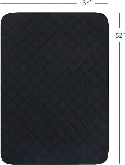 Washable Incontinence Bed Pads, Reusable Underpads for Kids, Adults, Elderly, Hospitals & Pets, Waterproof Bed Protector Pad for Bed, Sofa, Floor, Super Absorbent Bed Pad 34" x 52"- Black