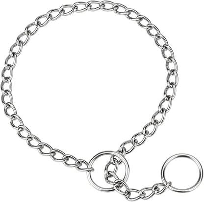 TagME Chain Choke Collar for Dogs, Adjustable Weather Proof Necklace for Small Dogs, Alloy Steel Pet Training Collar