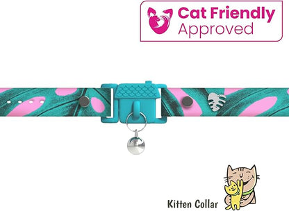 Kittyrama Botanicals Monstera Kitten Collar. Award Winning. Hypoallergenic, Quick Release Breakaway, Comfy & Soft. Vet Approved. Other Styles Available
