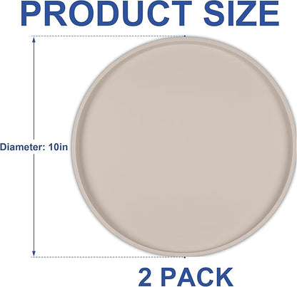 Arespark Dog Food Mat, Nonslip Waterproof Dog Silicone Feeding Bowl Mat with Raised Edges for Floors Prevent Spills, Round Eating Plate Puppy Supplies 10inch (Off White, 2 Pack)