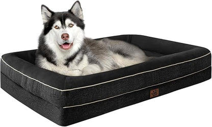 Waterproof Memory Foam Dog Beds for Extra Large Dogs Non-Slip Orthopedic Dog Beds Washable Couch Pet Bed with Removable Cover (Black, X-Large)