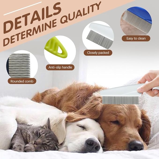2 Pack Multifunctional Pet Comb, Upgrade Pet Grooming Brush Magic Tear Stain Removal Fine Tooth Stainless Massage Comb Kit for Puppies and Dogs (Yellow)