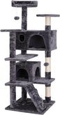 54-Inch Cat Tree for Large Cats, Sturdy Multi-Level Cat Tower with 2 Condos, Hanging Ball and Sisal Scratching Posts, Durable Cat Furniture for Indoor Cats (Dark Grey)