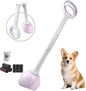 Dog Pooper Scooper Portable with Bag Attachment, One Handed Foldable Design, Includes 120 Waste Bags and Dispenser, 28 Inch Handle for Grass Yard Gravel Cleanup (Purple)