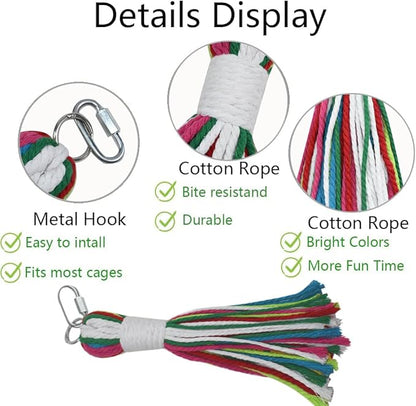 ASOCEA Pet Bird Parrot Colorful Cotton Rope Bite Chew Cage Hanging Toys for Cockatiels Macaws Parrots Small Medium Large Birds Parrots Cage Toys