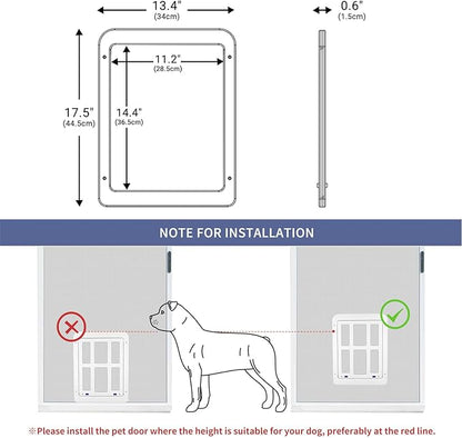 NAMSAN Dog Screen Door, Flap Opening 11.2 x 14.4 inches, Dog Door for Screen Door, Large Pet Door for Sliding Door Magnetic Self-Closing, Screen Door with Doggie Door Built in, Lockable, White