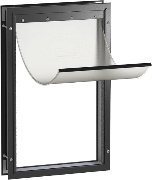 Hakuna Pets Deluxe Aluminum Pet, Cat and Dog Door with 2-Way Locking Panel for Screens, Doors and Walls up to 2.8" Thick, X-Large, Black