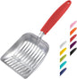 WePet Cat Litter Scoop, Aluminum Alloy Sifter, Kitty Metal Scooper, Deep Shovel, Long Handle, Poop Sifting, Kitten Pooper Lifter, Durable, Heavy Duty, for Litter Box