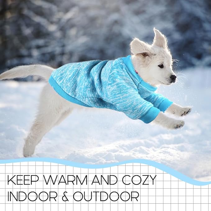 3 Pack Dog Sweaters for Small Dogs Girl Boy Winter Fleece Clothes Warm Soft Dog Sweatshirt Outfit for Dogs Cats Pet Apparel (Rose+Light Blue+Purple, Medium)