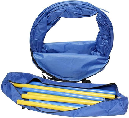 PAWISE Dog Agility Training Equipment, Complete Dog Obstacle Course Kit with Agility Tunnel, Adjustable Hurdle, Weave Poles & Pause Box, Outdoor Dogg Training Set for Backyard & Agility Sports