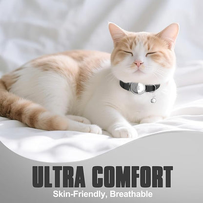 AirTag Cat Collar, Ultra Elastic Cat Tracker Collar, Airtag Holder Compatible with Apple Air Tag, [Lightweight & Scratch Resistant] Adjustable Stepless GPS Pet Collar for Cats Kittens, Black