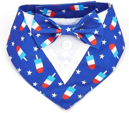 Dog Tuxedo, Adjustable Formal Wedding Outfit Bandana Dog Tux Collar with Bow Tie, Pet Birthday Valentines Outfit Cosplay(Small)