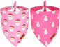 PTDECOR Christmas Dog Bandana, Santa Snowman Design Reversible Holiday Pet Scarf, Pink Triangle Fit Female Christmas Bandanas for Medium Large Dogs Pets (Large)
