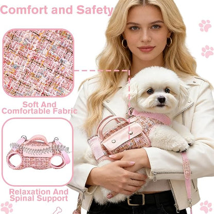 Dog Lift Harness Backpack for Small Dogs Cats, Adjustable Straps Dog Sling Carrier Full Body for Hiking, Travel, Outdoor – Black Small