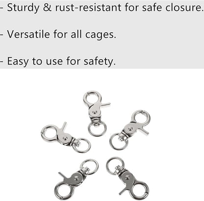 8 Pcs Bird Cage Lock Bird Cage Lobster Clasp, Birdcage Lock Birds Cage Clip Dove Cage Door Keychains Swivel Clip Rabbit Cage Door Locks Purse Hooks to Rotate Shackle Stainless Steel Iron Wire