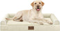 Large Dog Bed Orthopedic Washable: Beds Bolster XL Bed Large Big Dogs Egg Crate Foam Couch Sofa Waterproof with Removable Cover - Beige