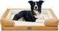 Comfort Expression Orthopedic Dog Bed for Large Dogs 36x27 Inch, Waterproof Supportive Egg Crate Foam Large Pet Bed with Removable Bolsters, Dog Couch with Washable Cover & Non-Slip Bottom, Caramel