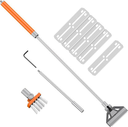 Pawfly Aquarium Algae Scraper Cleaner Fish Tank Brush with 5 Stainless Steel Blades, 26 Inch Aquarium Glass Scraper Aquarium Cleaning Tool