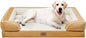 Comfort Expression Orthopedic Dog Bed for Extra Large Dogs 45x35 Inch, Waterproof Supportive Egg Crate Foam XL Pet Bed with Removable Bolsters, Dog Couch with Washable Cover & Non-Slip Bottom, Caramel