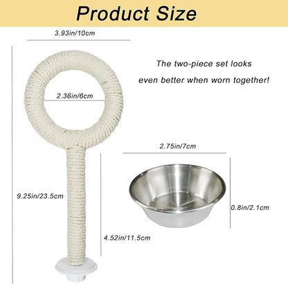 ASOCEA Bird Perch Feeding Cup,Bird Bowls for Cage Parakeet Feeder Parrot Food Bowls Parrot Cage Accessory for Budgie Lovebird Cockatiel Parakeet Canary Finch Small Parrots,Beige