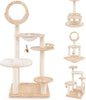 Nightcore 57” Tall Solid Wood Cat Tree for Indoor Cats, Building Block Kitten Tower w/Perch, Scratching Posts, Washable Cushions, 4 Install Options, Multi-Level Cat Activity Center Climbing Furniture