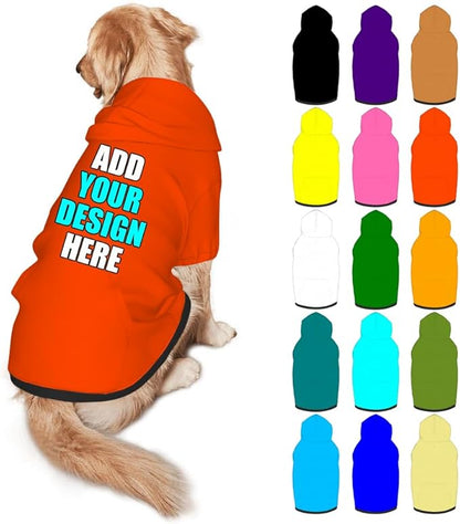 Custom Dog Hoodie Personalized Photo Text Logo Name Dog Clothes, Soft & Warm for Puppy Sweatshirt Hooded for Small Medium Large Dogs Girl/Boy Cats/Kitten, OrangeRed, M
