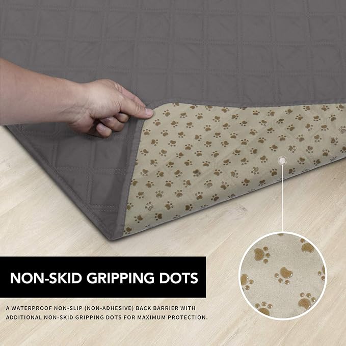 Easy-Going 100% Waterproof Dog Bed Cover, Non-Slip Pet Blanket for Furniture, Washable Couch Cover, Repleasement Sofa Cover (96x82 in,Gray)