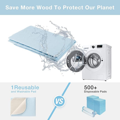 2 Packs Reusable Incontinence Bed Pad, 41" x 36" Inch Washable Pee Pads, Waterproof Bed Pad & Pet Pad, Perfect for Kids, Adults, The Elderly and Pets