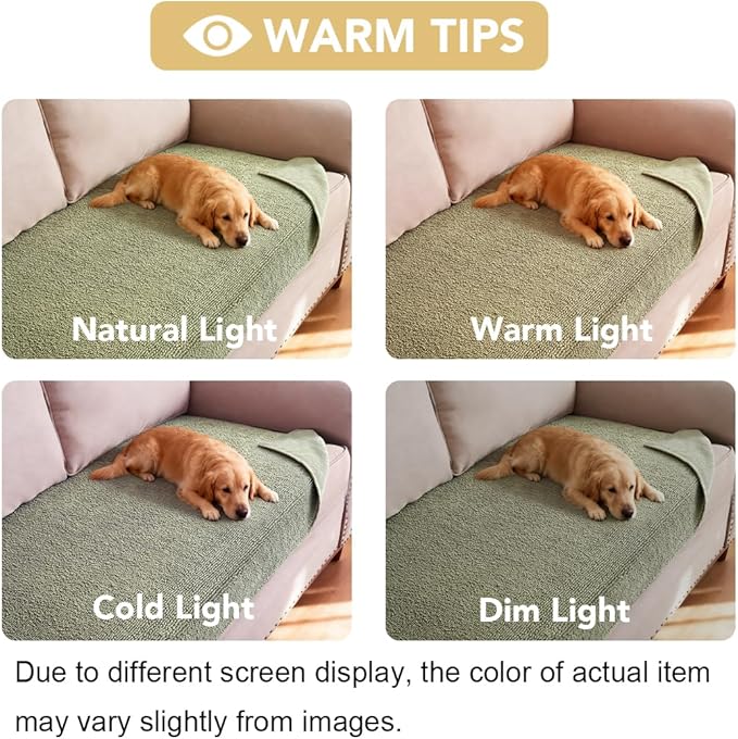 H.VERSAILTEX Non Slip Pet Couch Cover Chenille Dog Bed Protector Thick Soft Sofa Slipcover Pet Friendly Washable Couch Cushion Covers for Pets (68" x 82", Sage)